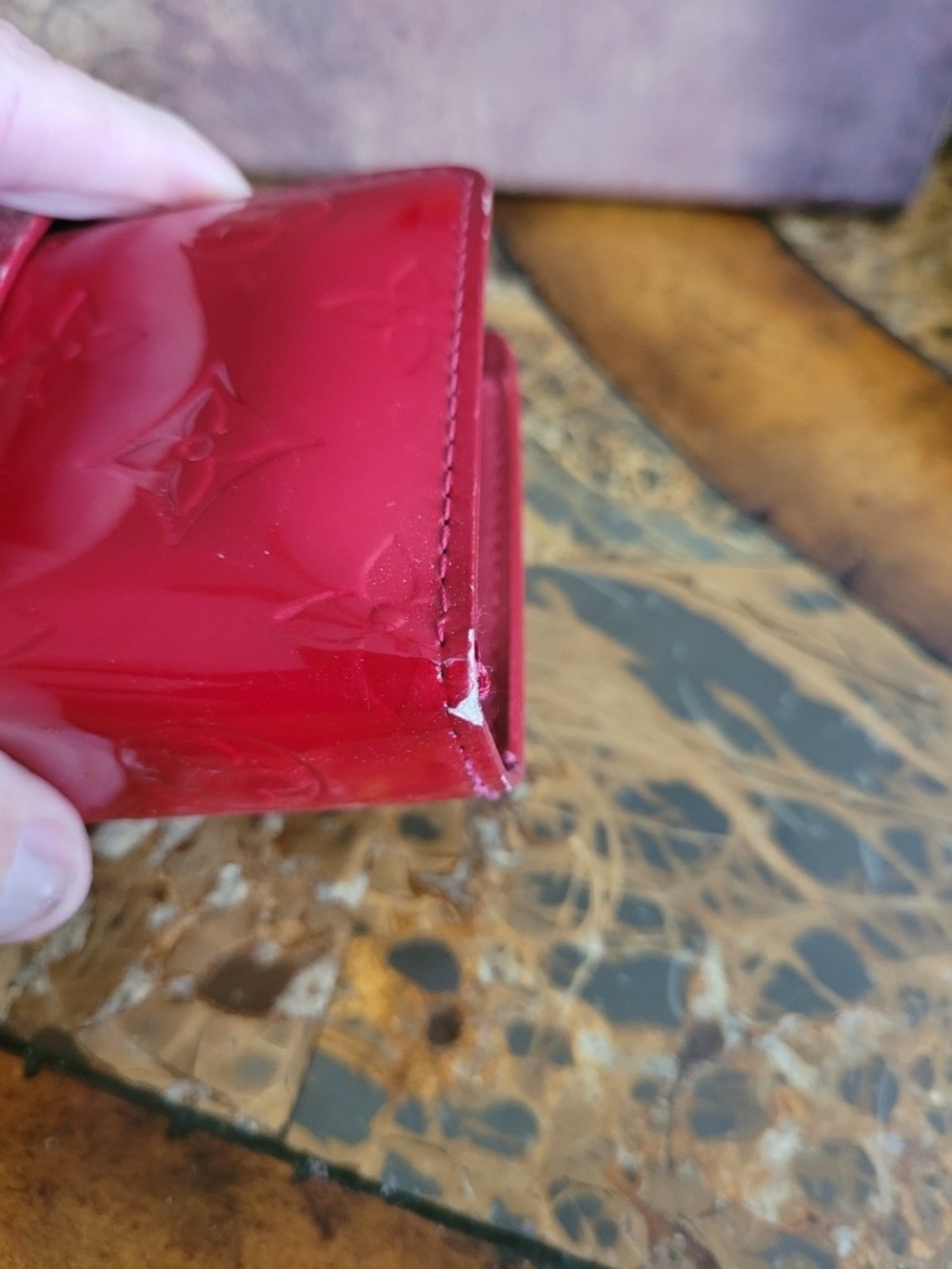 Louis Vuitton Red Vernis Compact Wallet - Picture 8 of 9